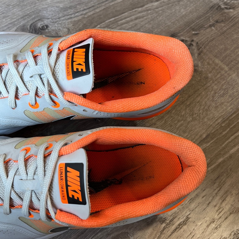 Nike Lunar Command Mens Golf Shoes White Orange Black‎ Spiked 704844-101 Size 10 - Picture 8 of 9